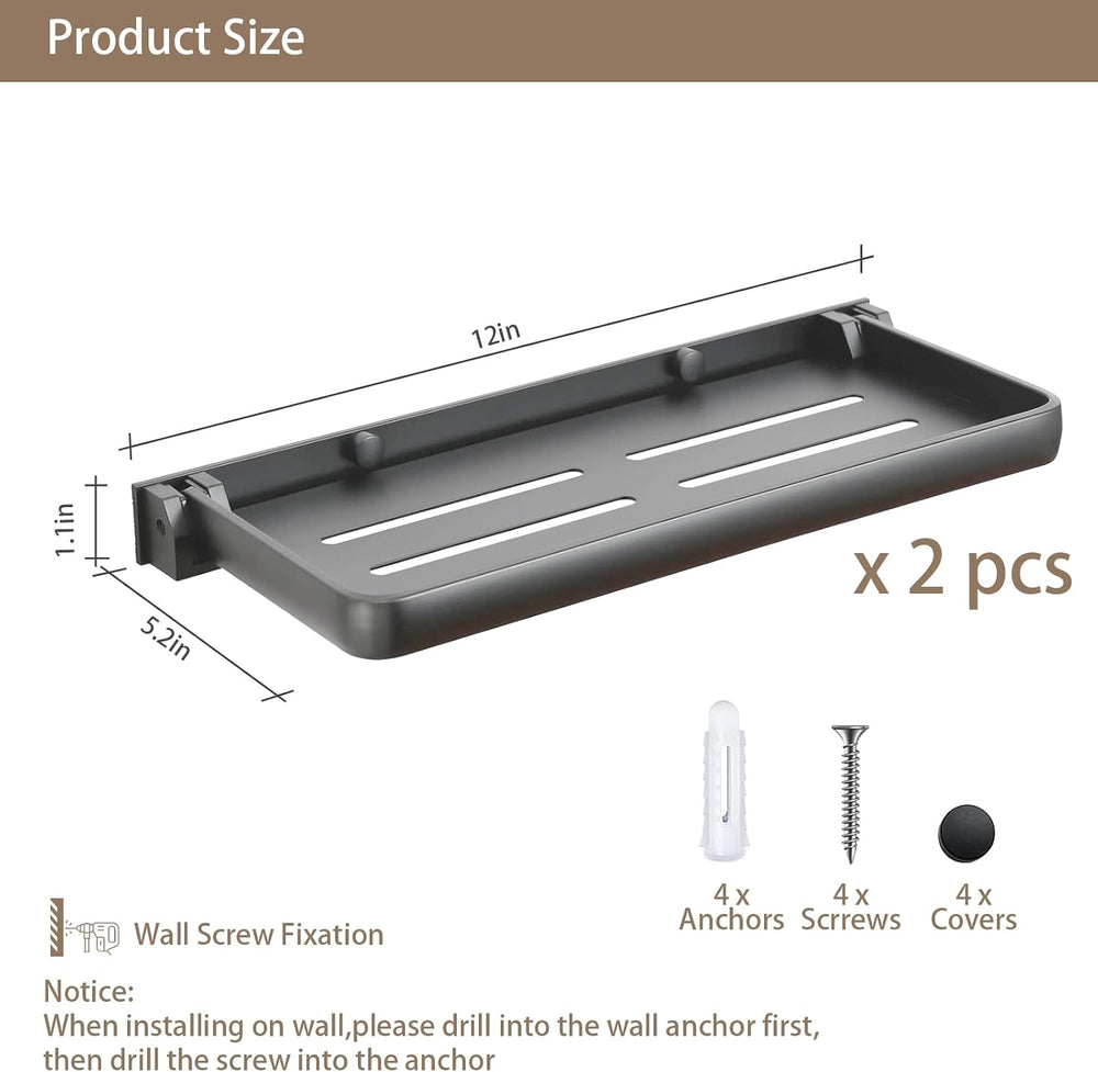 2 Pack RV Aluminum Foldabling Shelf,12"x5.2" Wall Mounted Fold Down...