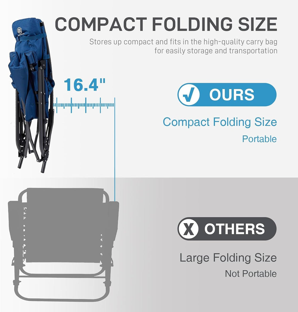 EVER ADVANCED Oversized Folding Rocking Camping Chair, Padded