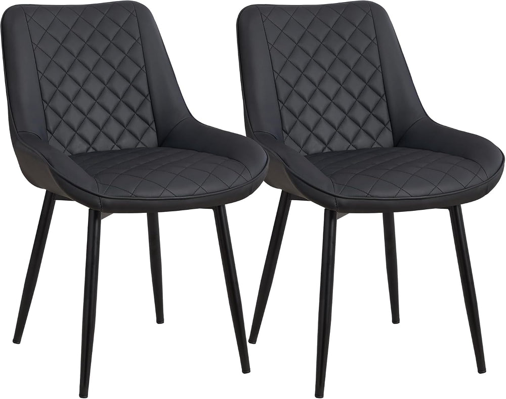 Dining Chair Set of 2, Modern Dining Chairs with Thick Cushions, Faux Leather...