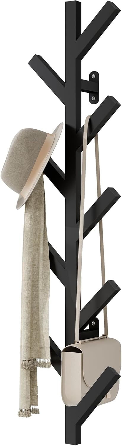 Prywot 2PK Vertical Hat Rack, Metal Coat Rack Wall Mounted, Black, 37.8"