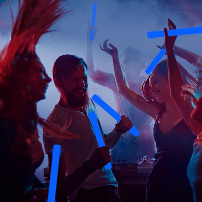 Glow Foam Sticks Bulk, 24 Pcs Blue Giant LED Light Up Sticks 3 Modes Flashing Glowing Baton Wands Party Supplies for Wedding, Raves,Concert,Birthday,Christmas, Halloween,Sporting Events