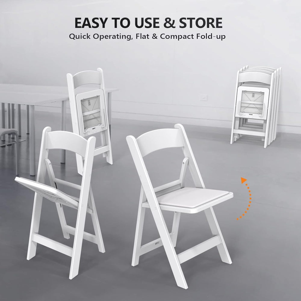 FCH Plastic Folding Chair with Padded Seat, Resin Foldable Chairs with Soft C...