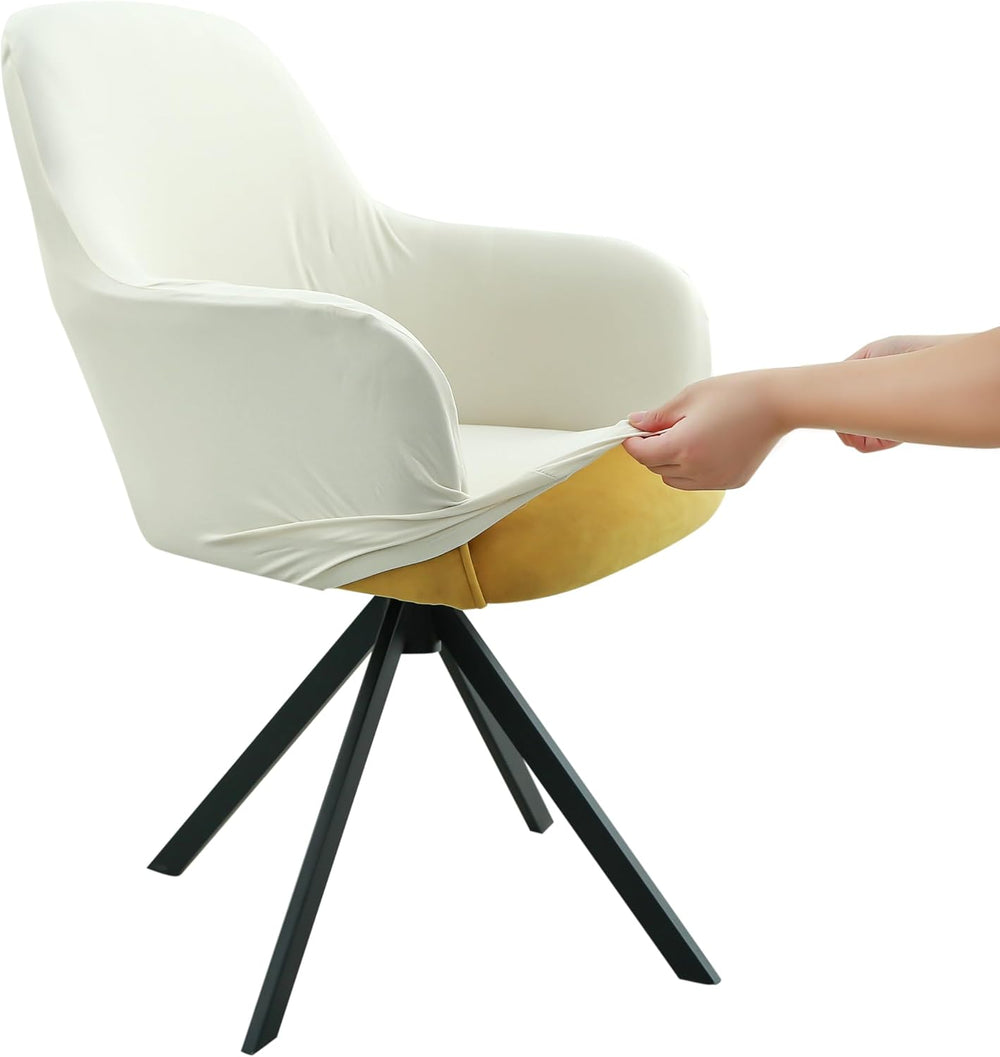Iauddy Swivel Armchair Accent Dining Chair Cover for Office, Stretch Mid-Back...