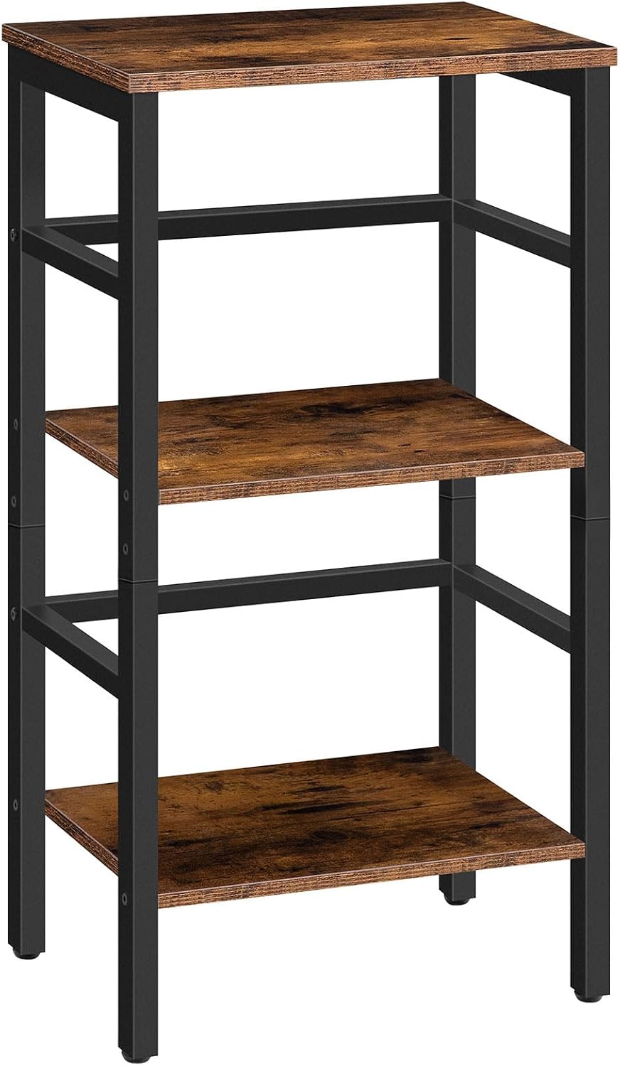 HOOBRO 3 Tier Bookshelf, Small Narrow Bookshelf, Record Storage Rack with Sid...