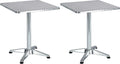 BTEXPERT Set of 2, Indoor Outdoor 23.75" Square Restaurant Table for Patio Stainless Steel Silver Aluminum Furniture with Base