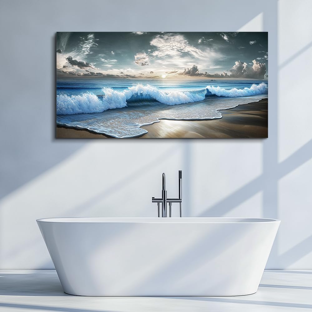 MHARTK66 Blue Ocean Canvas Wall Art Large Paintings For Living Room Landscape...