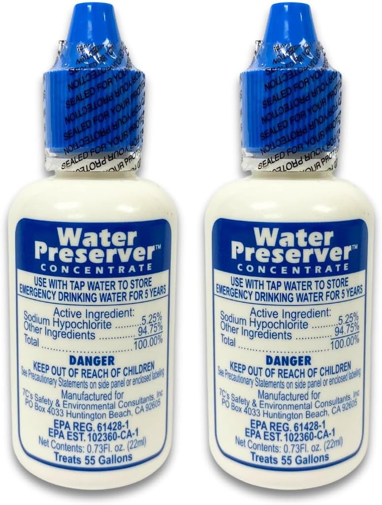 Water Preserver for 55 Gallon Water Tank 2 Pack - Made in USA - Purifies Drin...