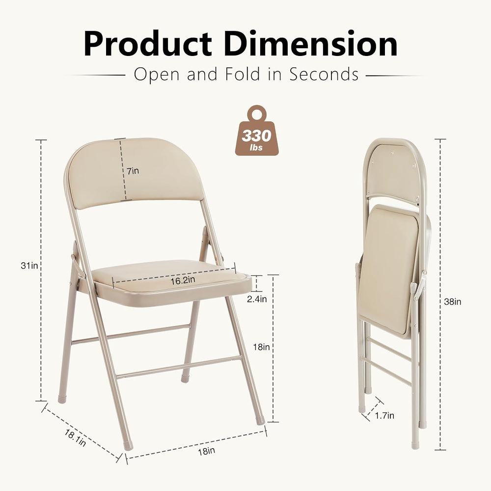 DUMOS Padded Folding Chairs 10 Pack, Outdoor Foldable Chairs