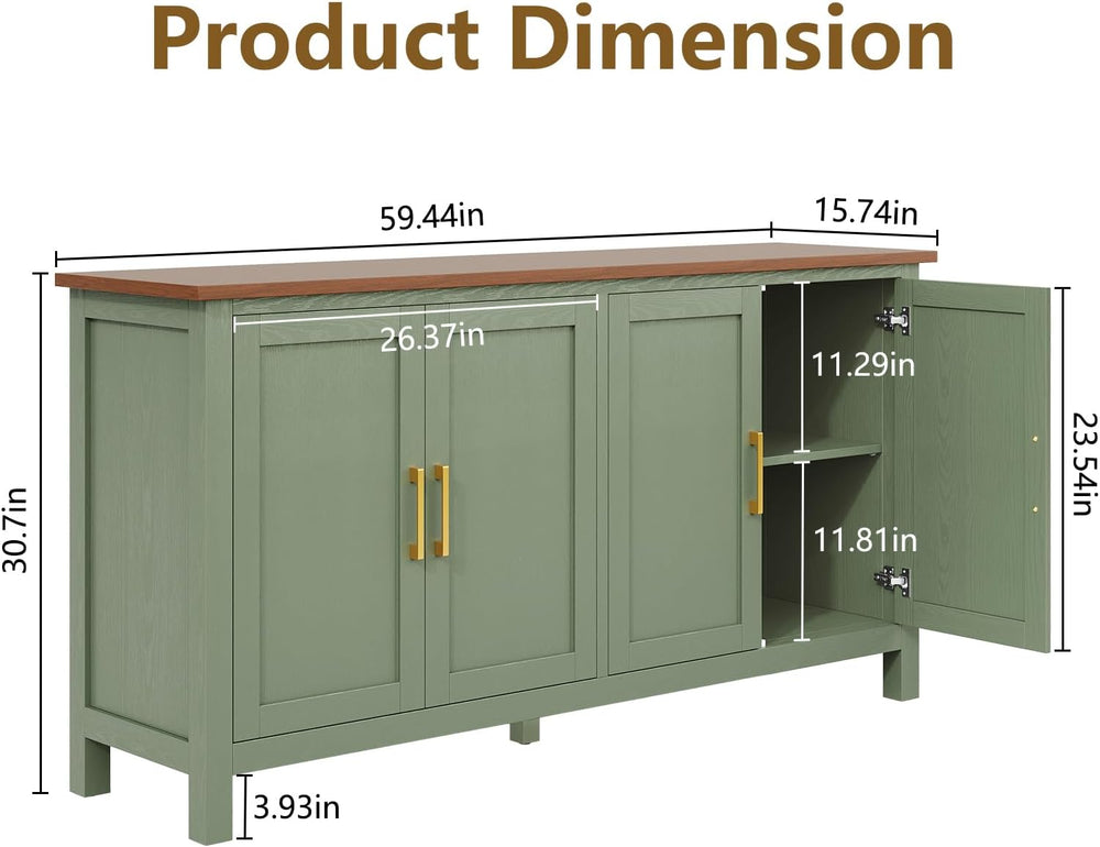 ARTPOWER 60" Sideboard Buffet Cabinet with Storage, Credenza Green