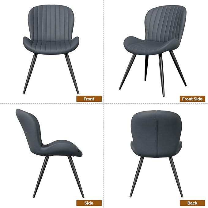 Dining Chairs Set of 6 Modern Fabric Dining Room Chairs Upholstered Dining Chairs with Thick Cushions Metal Legs Armless Back Chair for Kitchen and Living Room Charcoal Gray