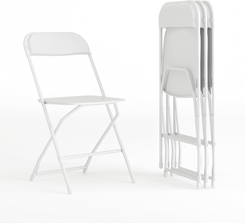 Flash Furniture Hercules Series Plastic Folding Chair - White - 4 Pack 650LB ...