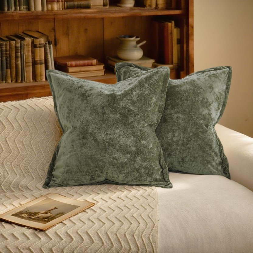 Velvet Pillow Covers 2 Pack Soft 26x26 Pillow Covers Solid Square Euro Shams ...
