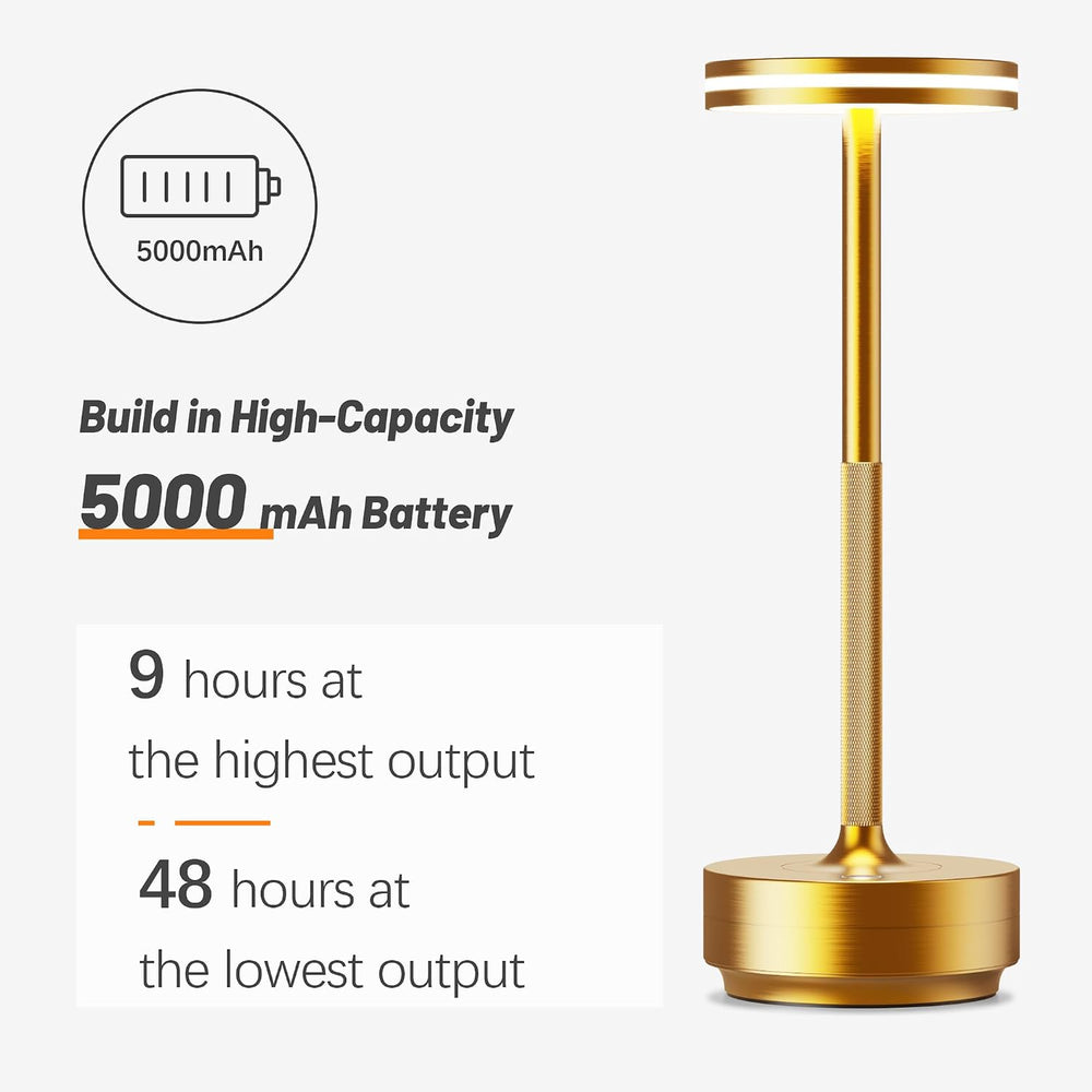 Hapfish Rechargeable Cordless Table Lamps, 5000mAh Battery Operated Lamp