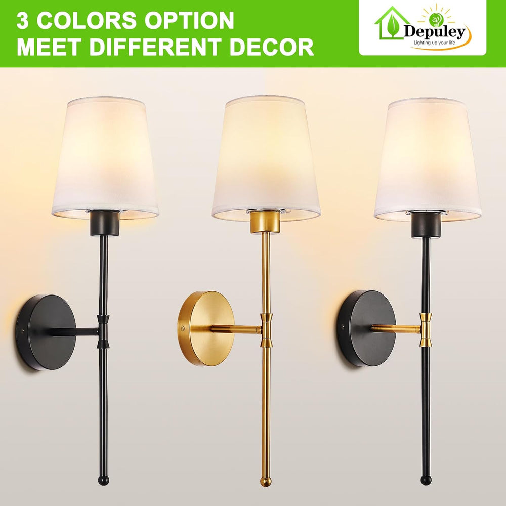 Depuley Battery Operated Wall Sconce: Set of 2 Wireless Wall Lights with 1000...