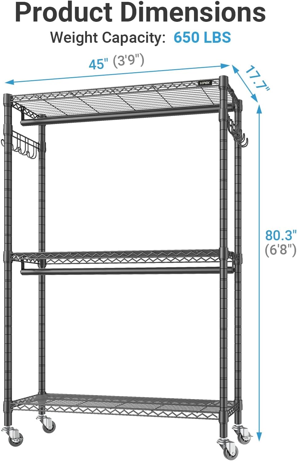 VIPEK R2C Rolling Clothing Rack Covered Portable Closet for Hanging Clothes