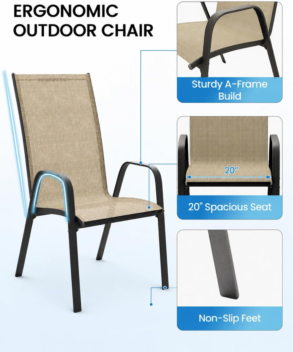 Patio Chairs Set of 4, Outdoor Dining Chairs, Beige