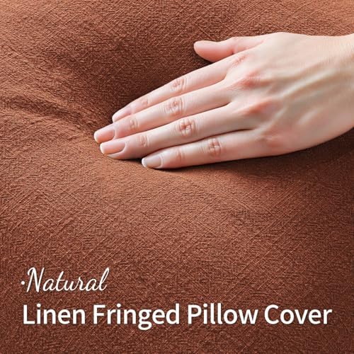 MIULEE Linen Fringe Decorative Fall Throw Pillow Covers Late Autumn 20x20