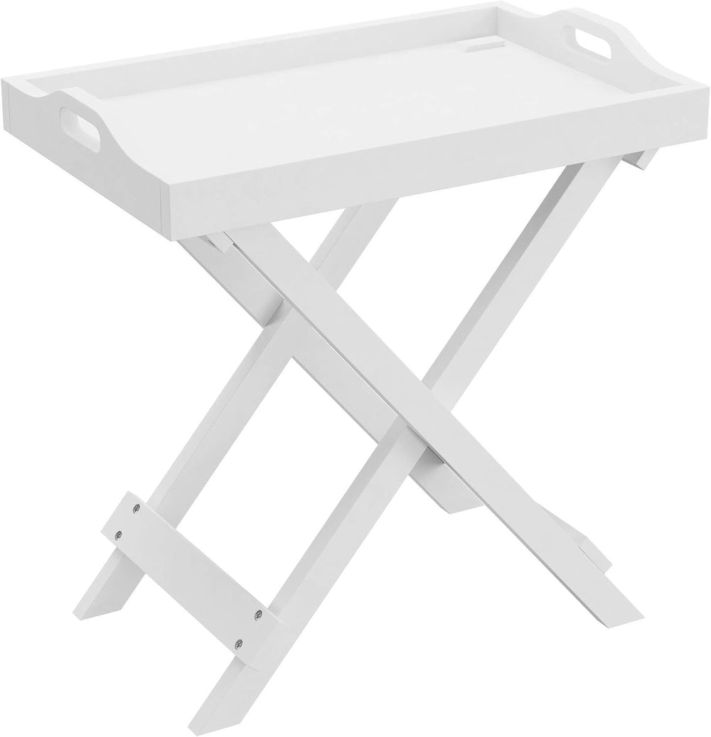 Lavish Home Folding TV Tray Table with Removable Tray Top, White, 22 Inch