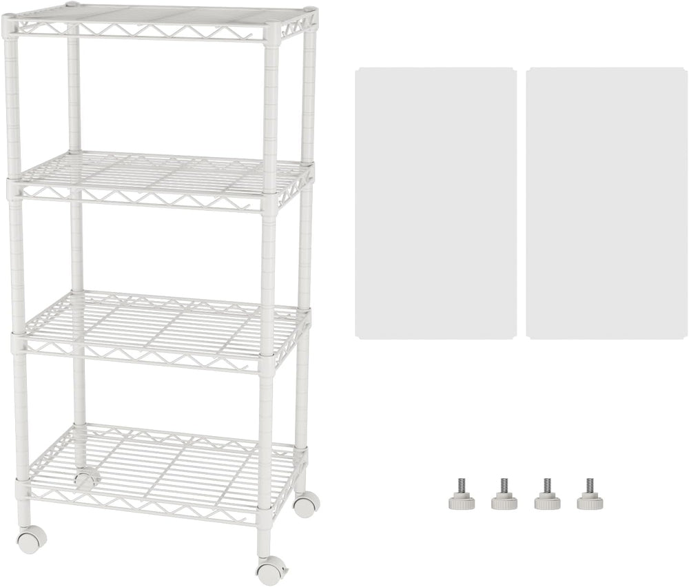 SINGAYE 4 Shelves Storage Shelf Wire Shelving Unit Metal Adjustable Wheels