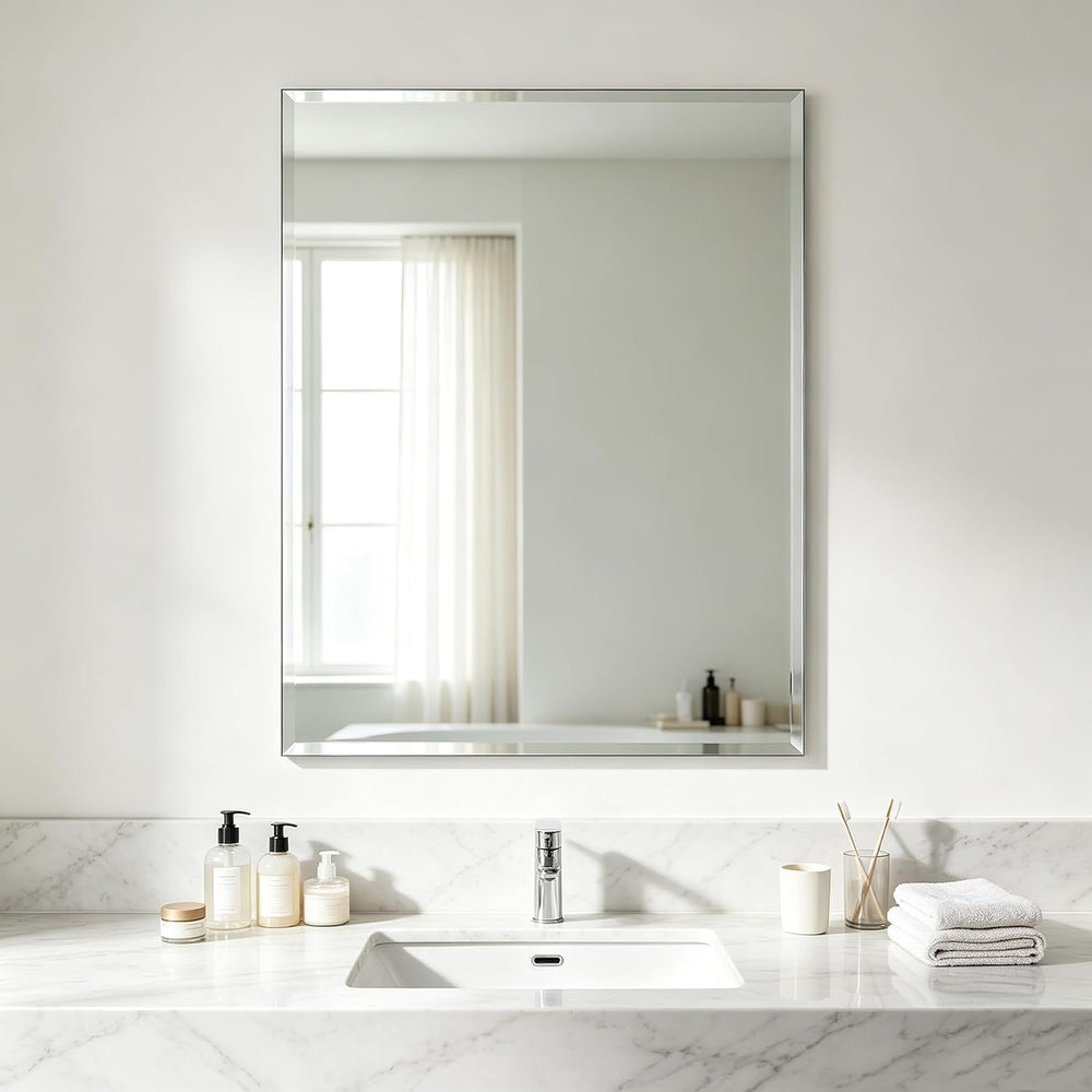 Bathroom Mirror for Over Sink 32" x 24" Frameless Beveled Edge Wall...