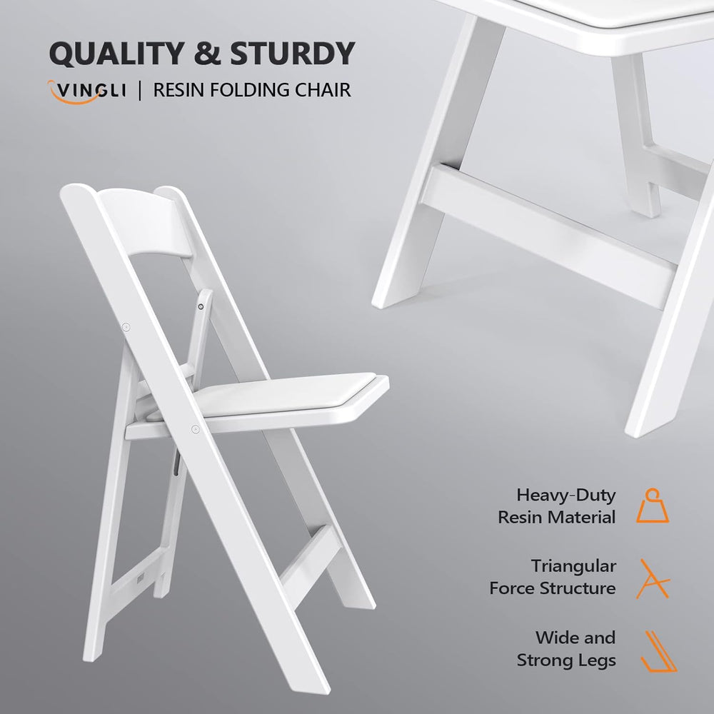 FCH Plastic Folding Chair with Padded Seat, Resin Foldable Chairs with Soft C...