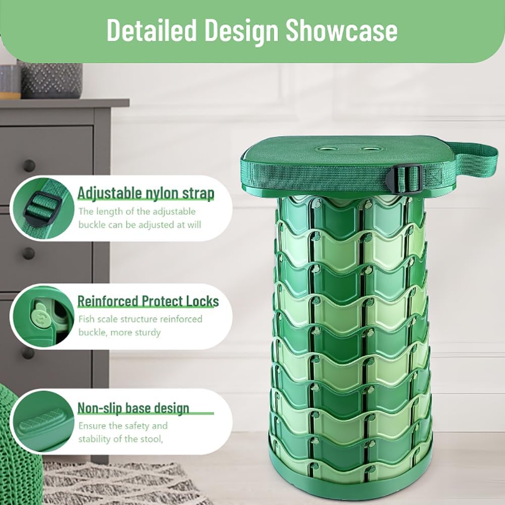 Outward Gear Upgraded Folding Stool Large Square Surface 550lbs Load Capacity...