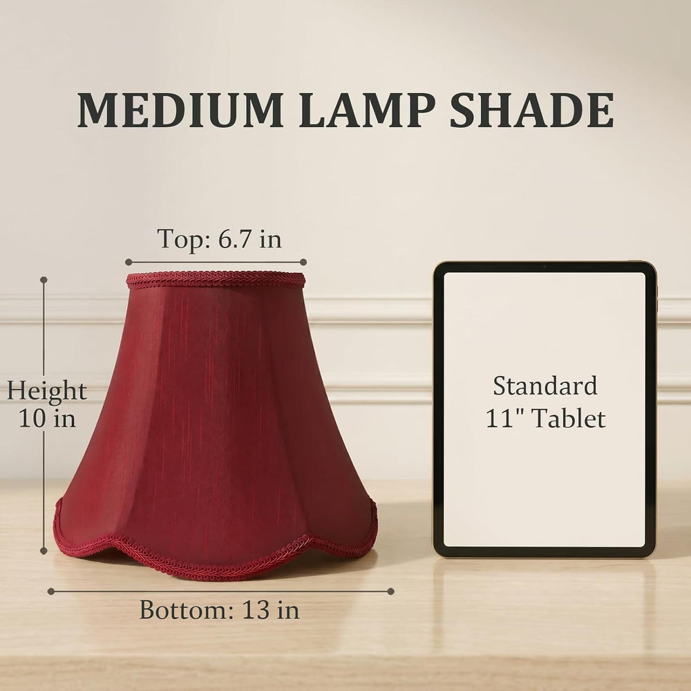 Burgundy Scalloped Lamp Shade - 1 Pack, 6.7" x 13" x 10" Bell ...