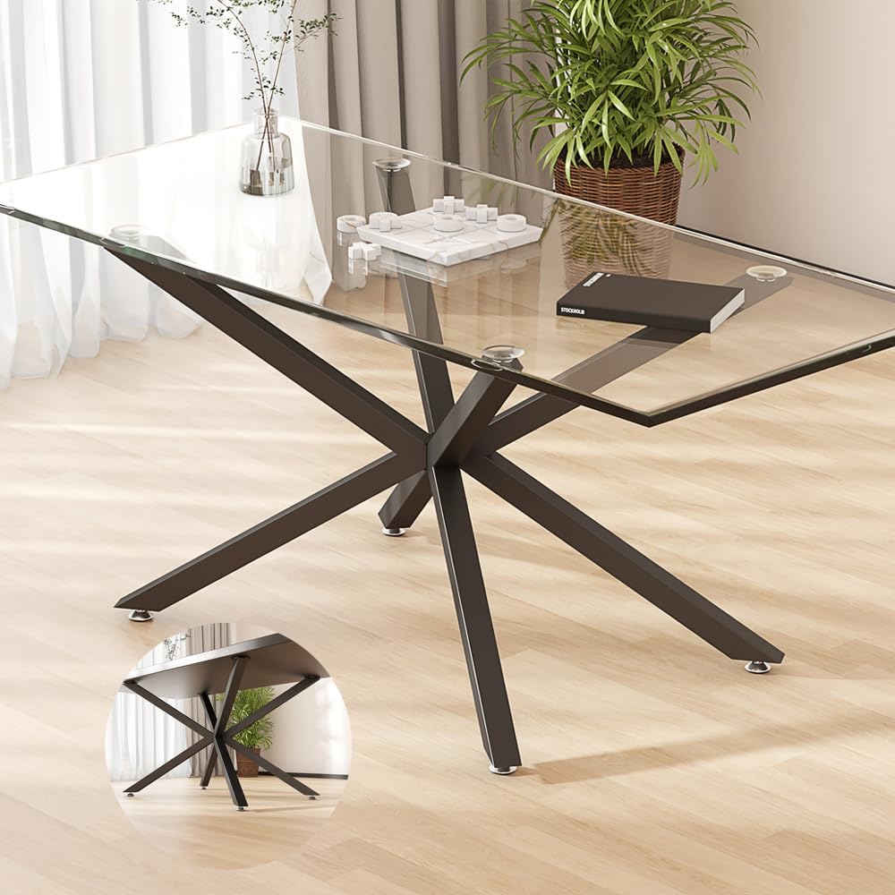 KaKaBB Dining Table Legs 30 Inch - Heavy Duty Metal Table Base for Wood/Glass/Marble Tops, Kitchen Table Legs & Desk Legs, DIY Furniture Legs with Suction Cups (Black, 30")