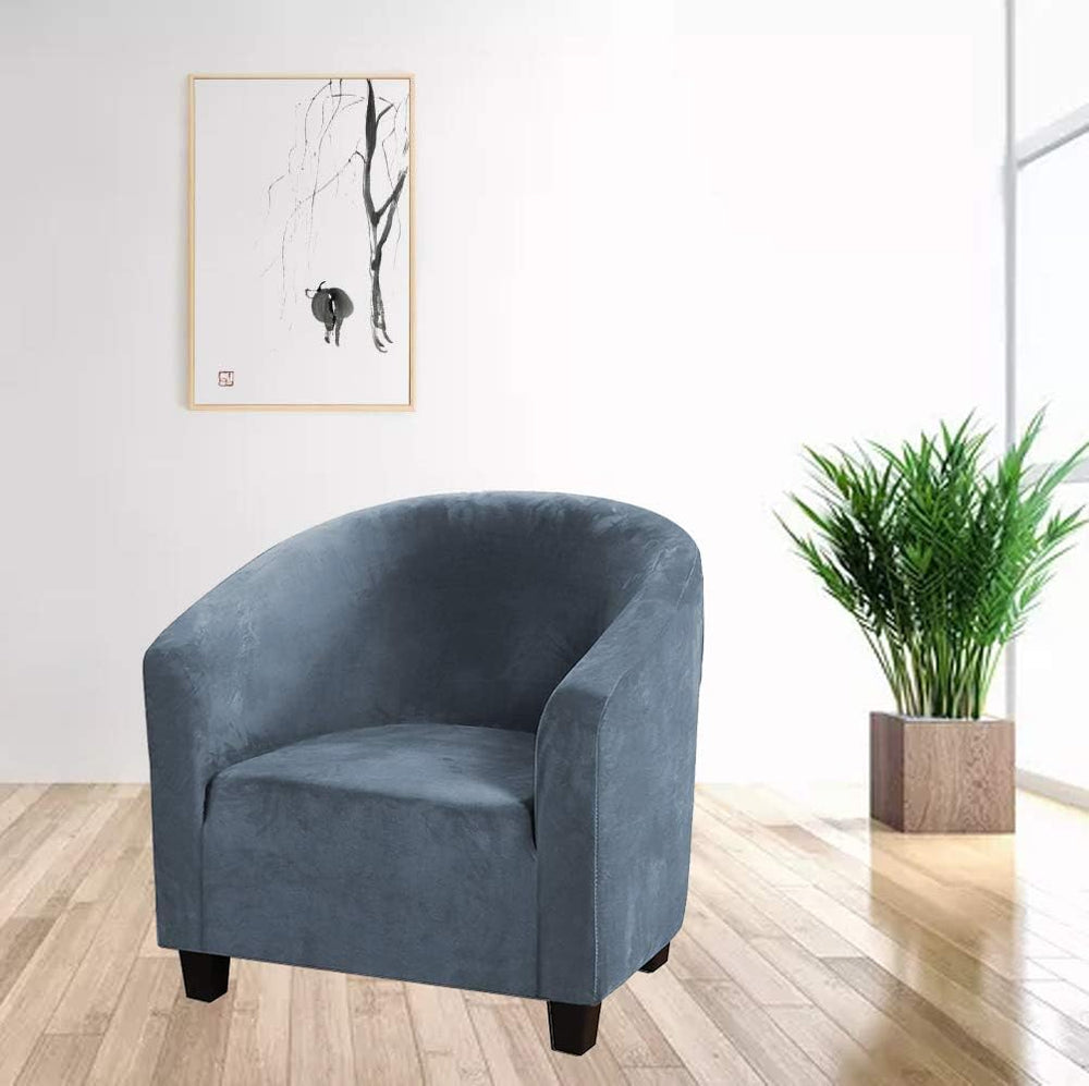 MIFXIN Tub Chair Cover Velvet Stretch Club Chair Slipcover 1 Piece Elastic Sp...