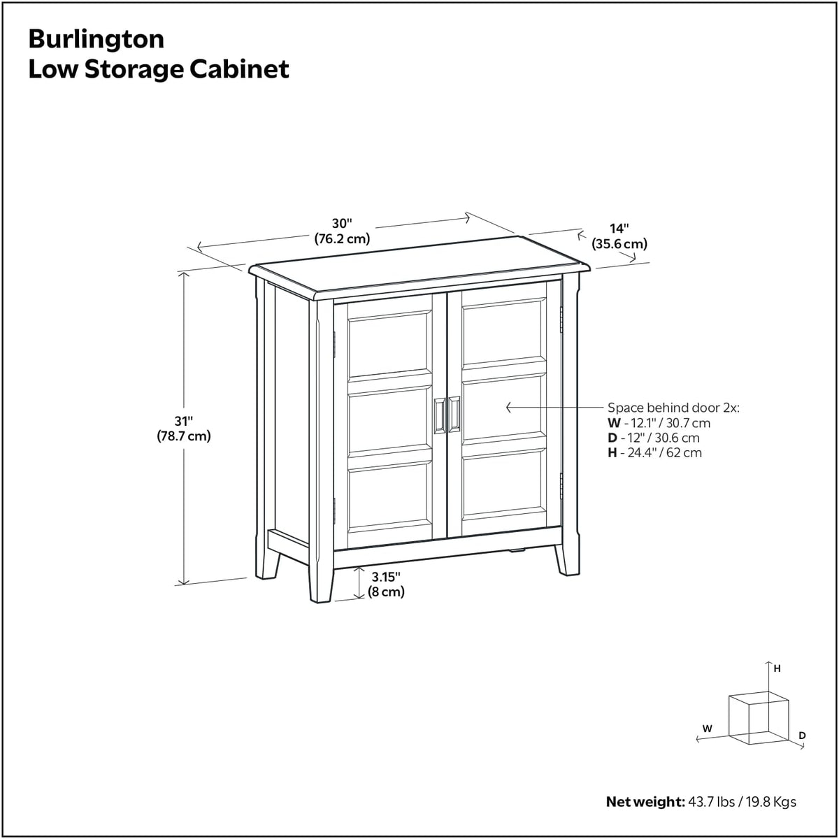 SIMPLIHOME Burlington 30" Wide Solid Wood Cabinet in Distressed Grey