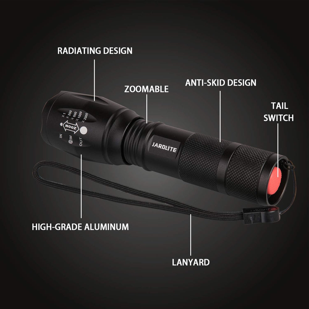 JARDLITE LED Emergency Handheld Flashlight, 4 Pack, Adjustable Focus, Water R...