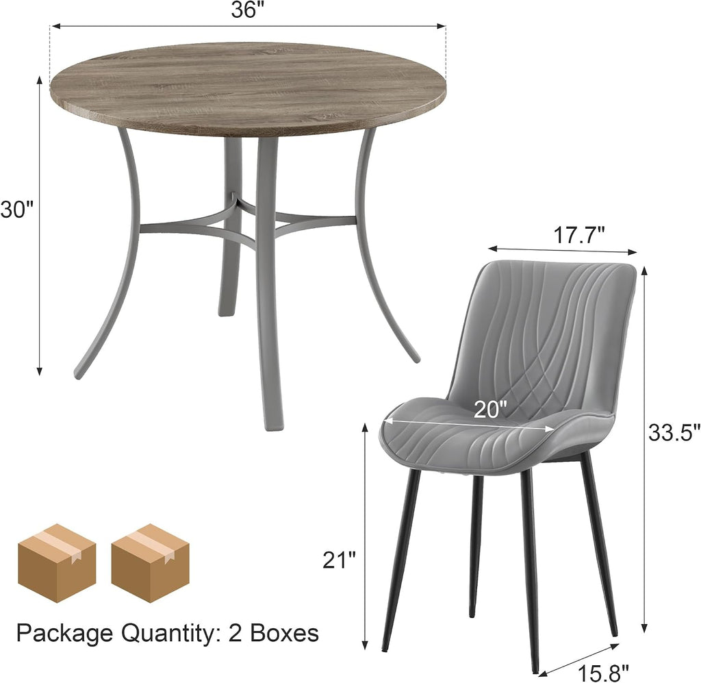 vecelo 3-piece dining table set, round tabletop with, side view