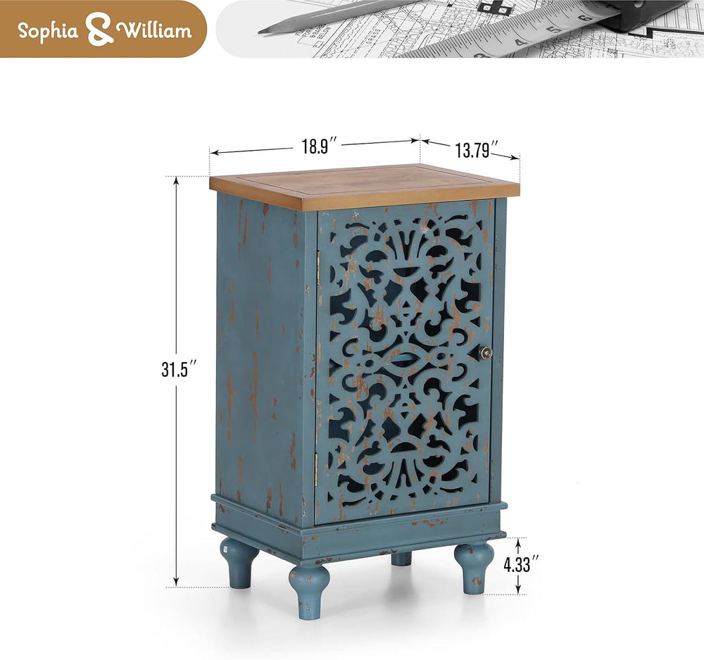 Sophia & William Small Accent Cabinet with Doors, Decorative Carved Cabinet