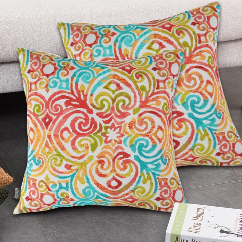 Outdoor Throw Pillows with Insert 18x18 Inch Pack of 2-Corinthian Dapple