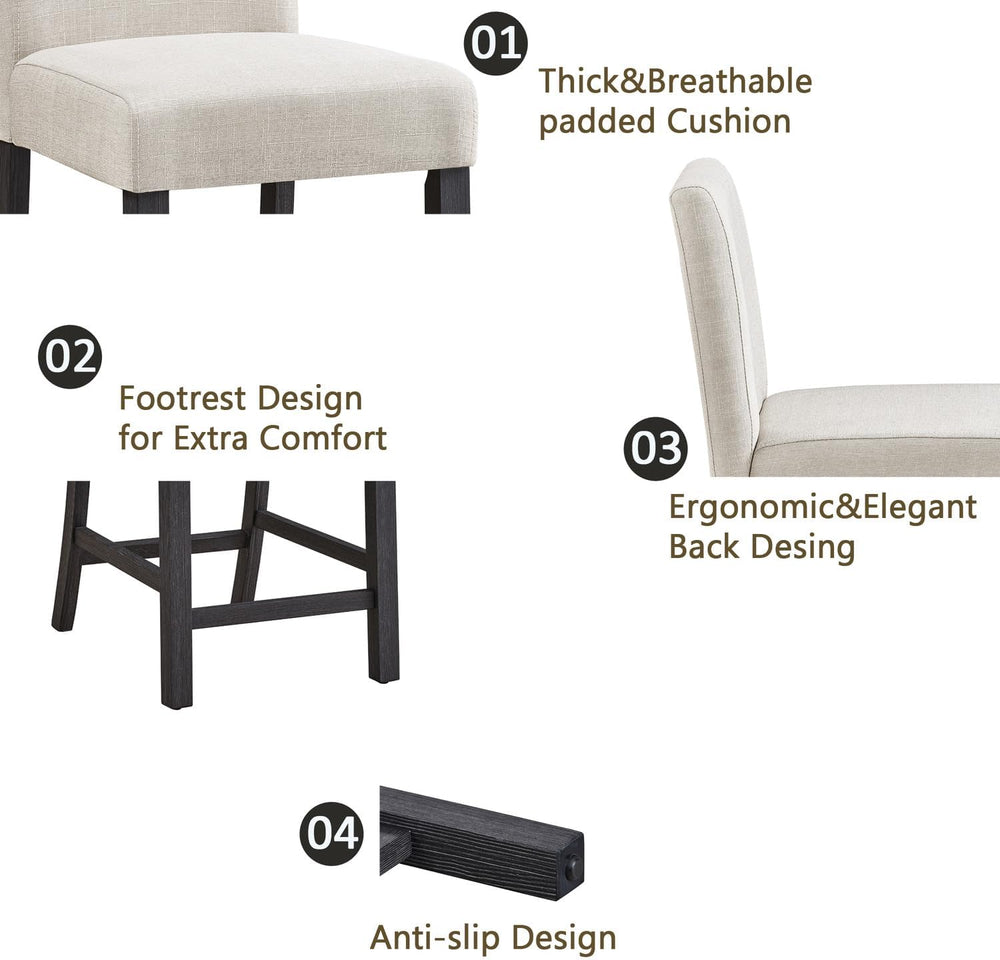 LUMISOL 5 Piece Counter Height Dining Table Set for 4 with Upholstered Chairs...