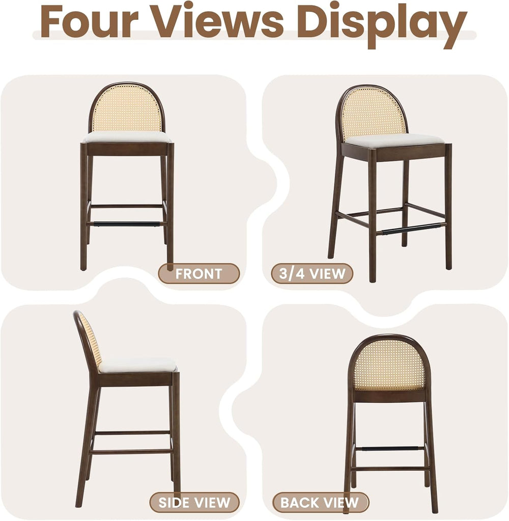 DUOMAY Modern Linen Bar Stools Set of 4, 29 Inches Bar Height Barstools with ...