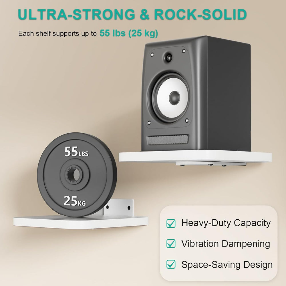 WALI Surround Sound Speaker Wall Mount, 1 Pair Heavy Duty Floating Shelf