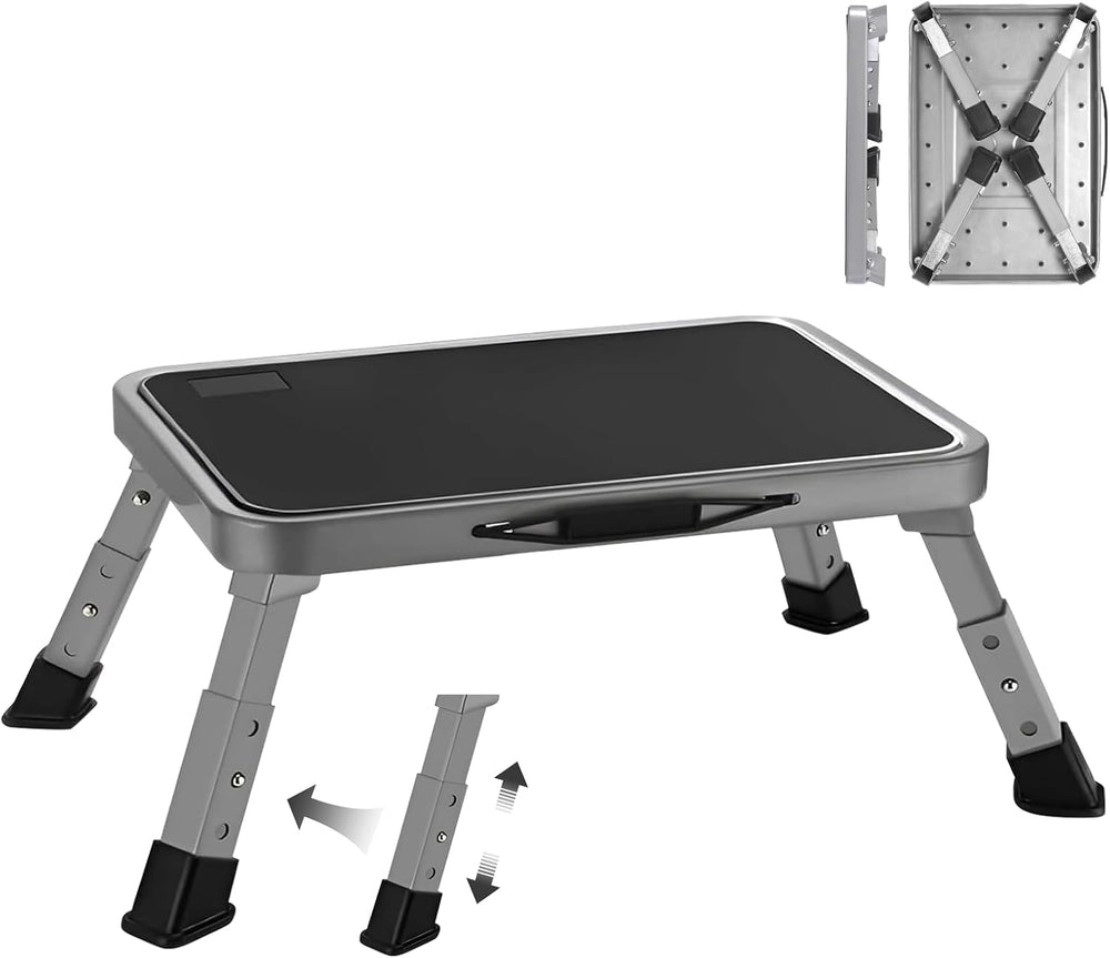 RV Step Stool Foldable 1-Step Ladder Sturdy Metal Stable Step Stool with a No...