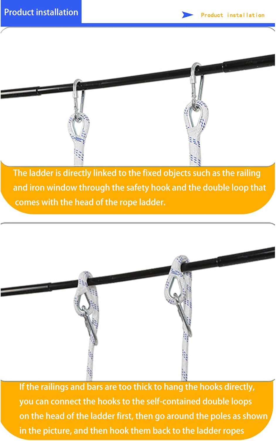 16ft Fire Escape Rope Ladder - Emergency Fire Ladder for 2 Story Homes
