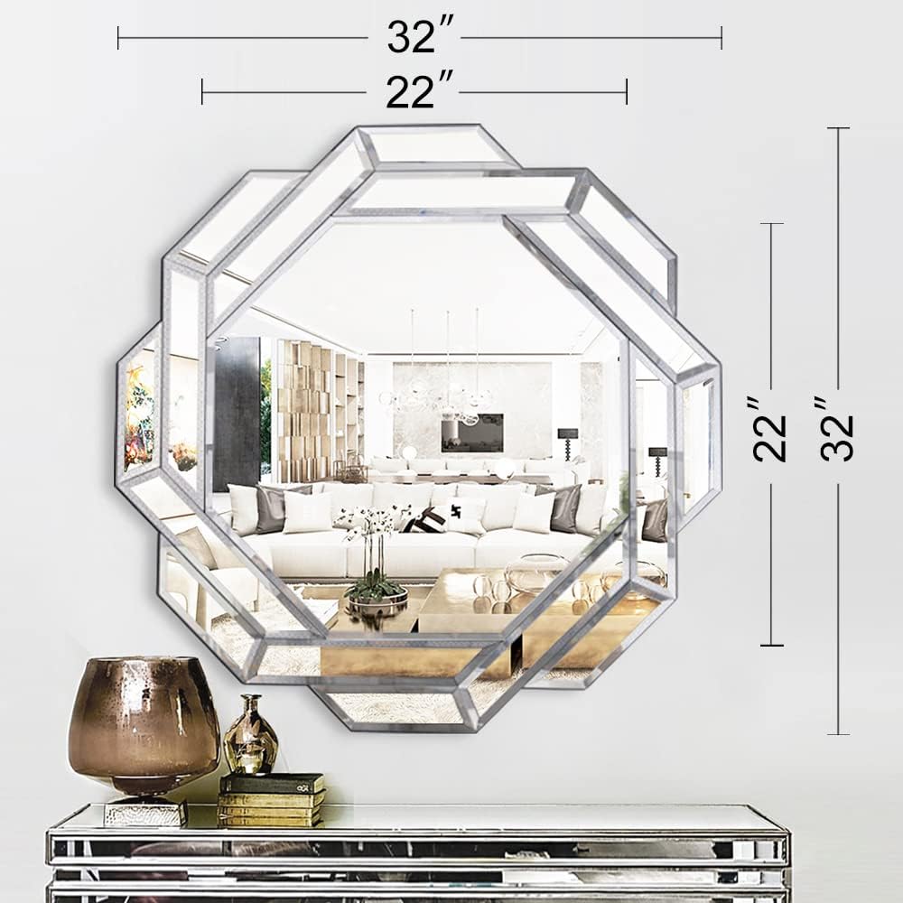 Chende 32" x 32" Large Wall Mirror for Elegant Living Room, Modern ...