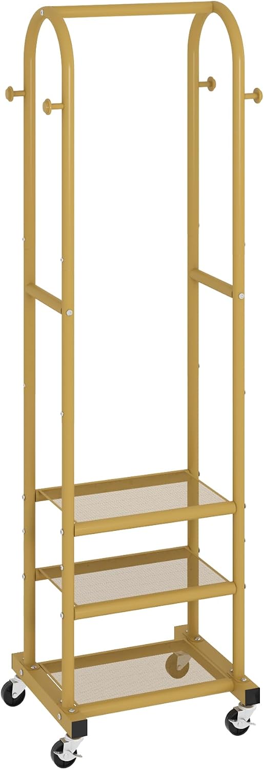 Portable Clothes Rack with Wheels, Space Saving Metal Clothing Rack
