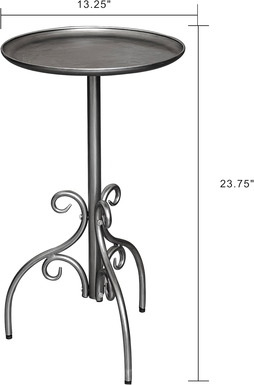 Round Side Table, Small Metal Drink Table for Small Spaces, Modern Martini Table for Living Room, Bedroom, Corners, and Office,Antique Silver