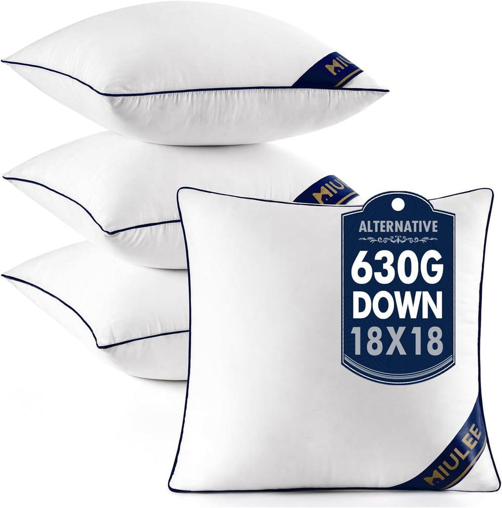 MIULEE 18x18 Pillow Inserts 4 Pack, Premium Down Alternative Throw Pillows