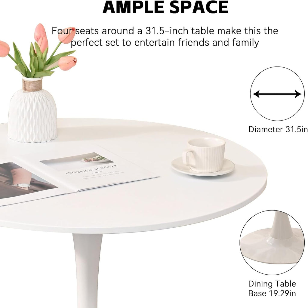 3 piece round dining table and chairs set shown in use