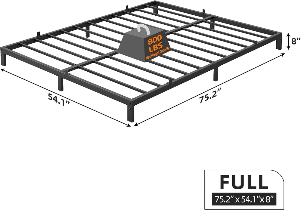 GAOMON 8" Full Bed Frame, Heavy-Duty Metal Platform, Black