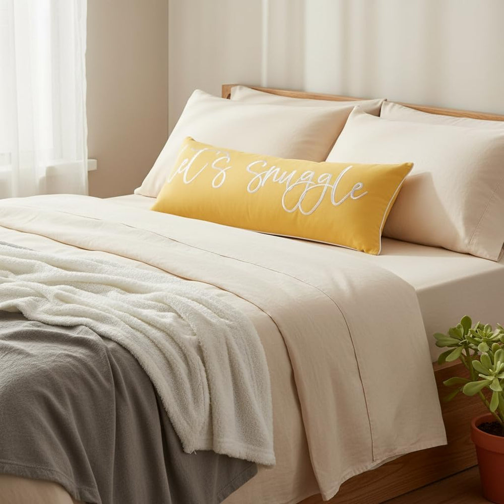 Sunkifover Let's Snuggle Decorative Lumbar Pillow Cover 14"x36"...