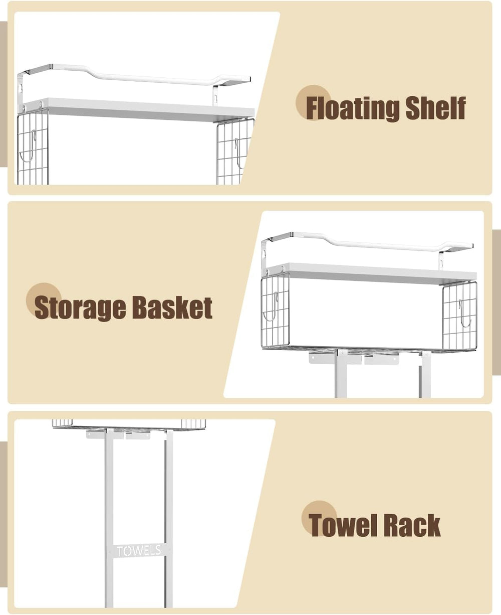 Aetyord Towel Racks for Bathroom - Wall Mounted Metal Rack with Wood Plank, B...