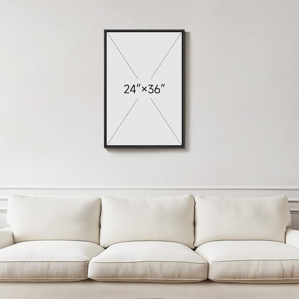 Framed Boho Neutral Abstract Botanical Wall Art for Living Room, 24x36 Inch