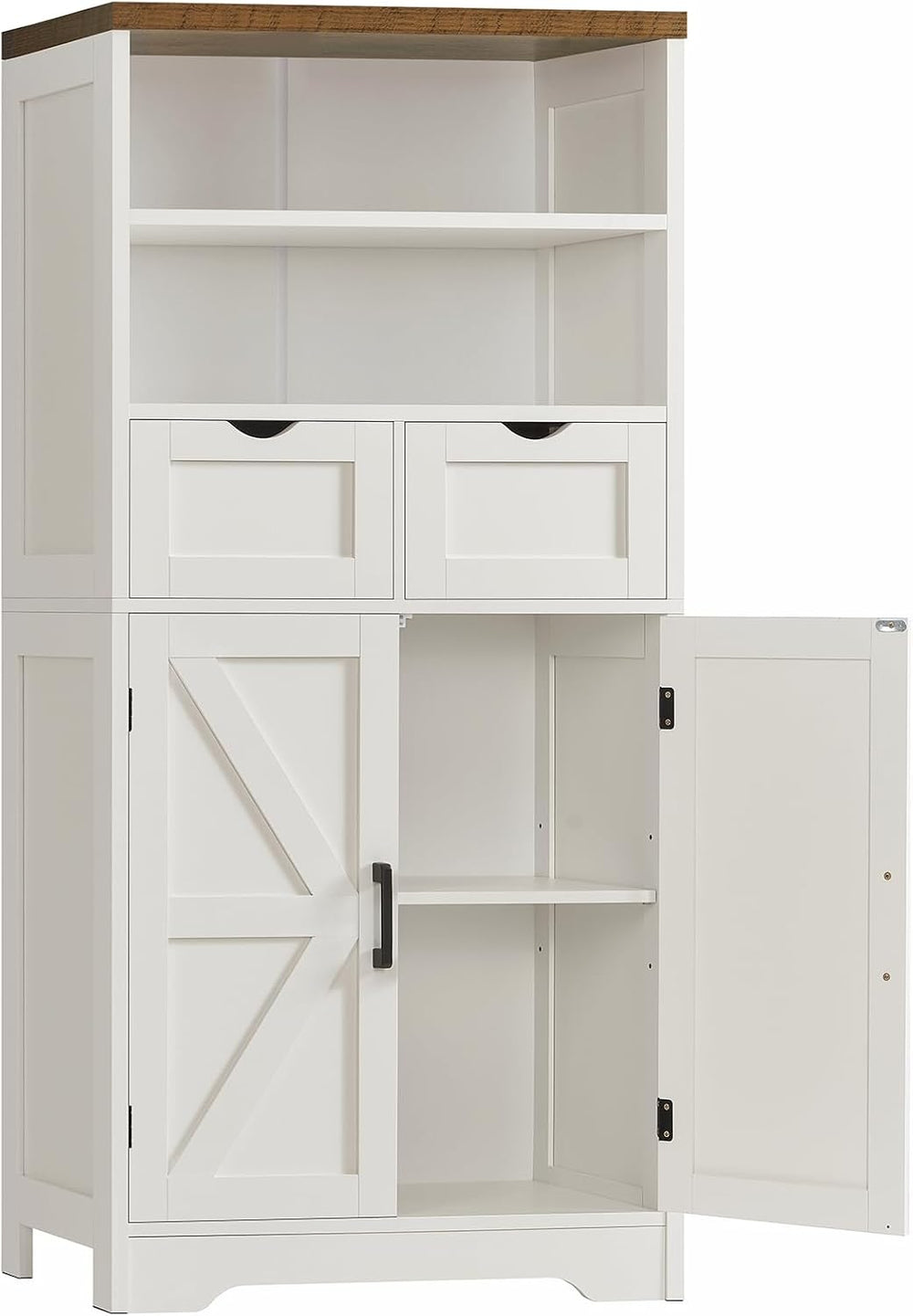 TEENFON Storage Cabinet with Doors & 2 Drawers, Kitchen Cabinet with Adju...