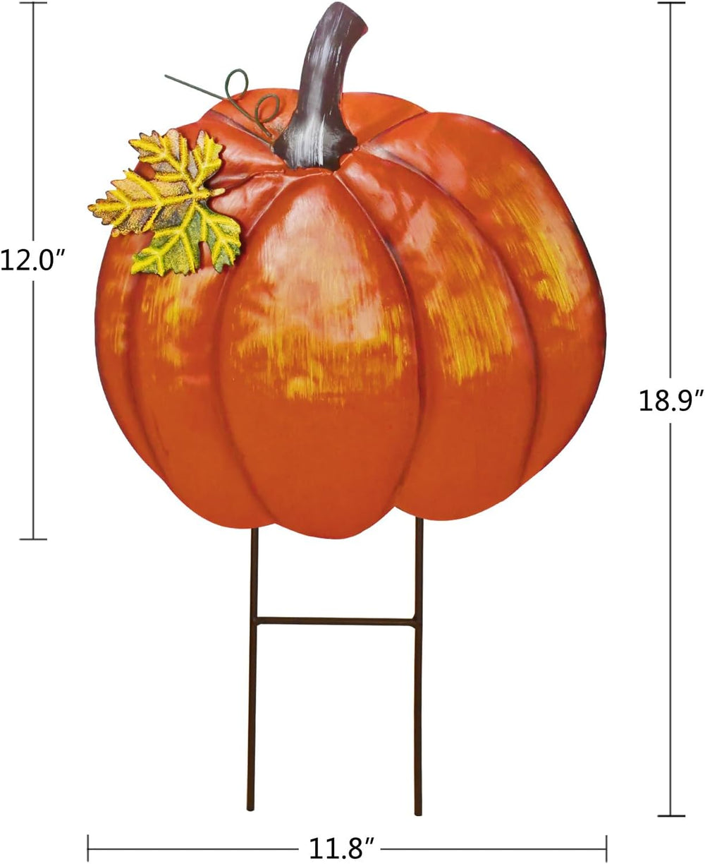 Metal Pumpkin Garden Stake Outdoor Fall Decor Decorative Pumpkin Yard Sign